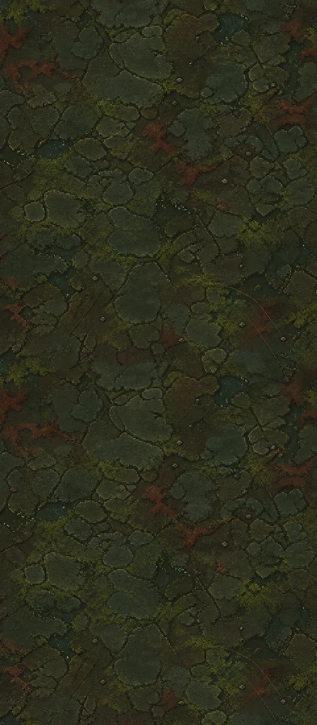 Moss-covered stone pathways in the Red Marsh